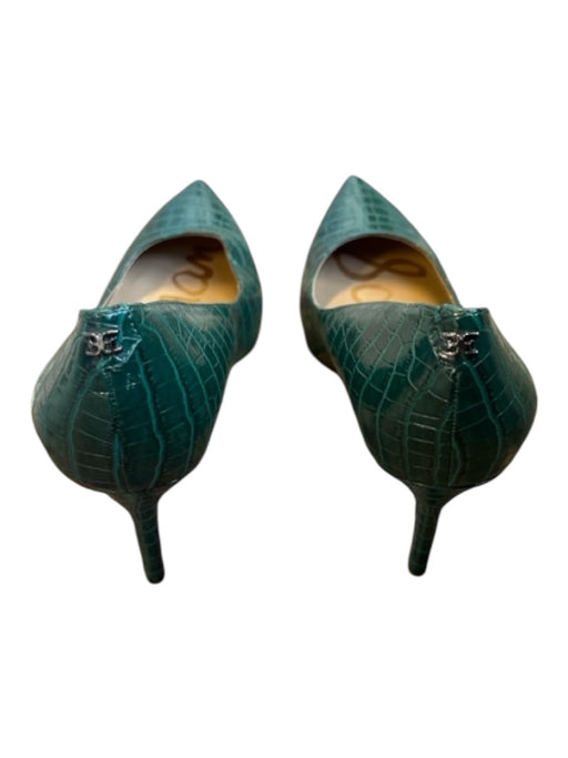 Sam Edelman Shoe Size 8 Dark Green Leather Croc Embossed Stiletto Pumps Dark Green / 8