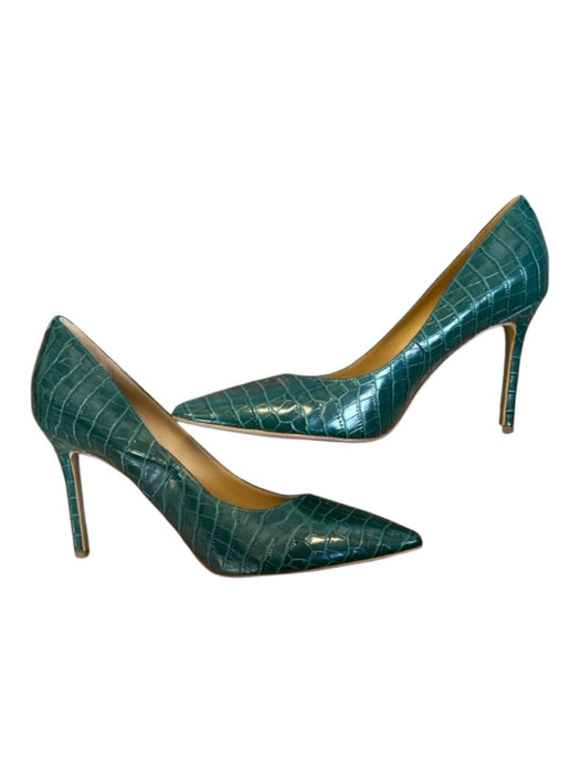Sam Edelman Shoe Size 8 Dark Green Leather Croc Embossed Stiletto Pumps Dark Green / 8