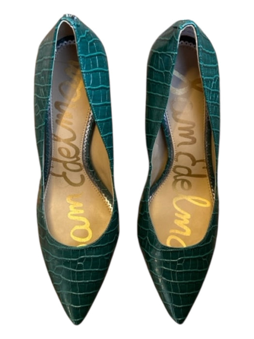 Sam Edelman Shoe Size 8 Dark Green Leather Croc Embossed Stiletto Pumps Dark Green / 8