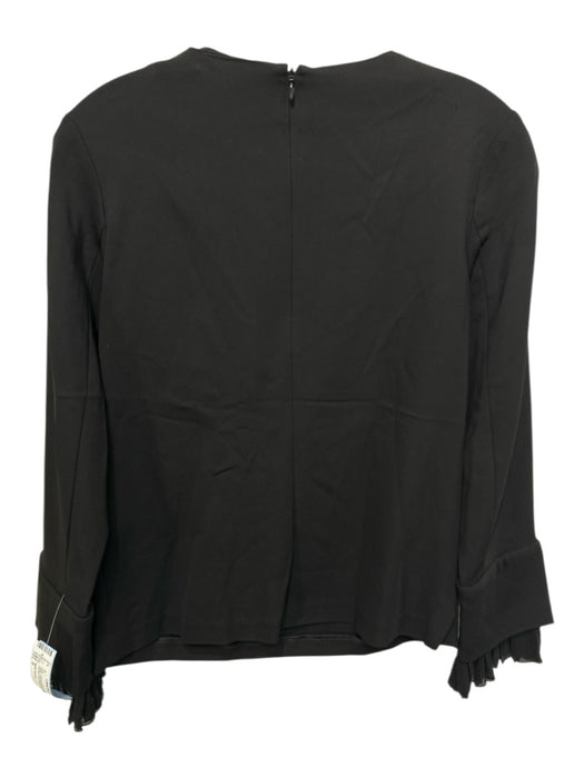 Nellie Partow Size 0 Black Viscose Blend Long Sleeve Darted Cuff Detail Top Black / 0