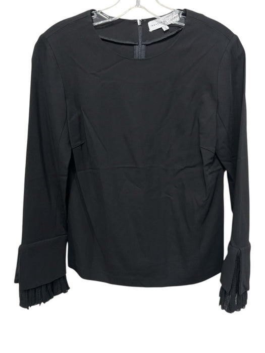 Nellie Partow Size 0 Black Viscose Blend Long Sleeve Darted Cuff Detail Top Black / 0