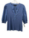 Veronica Beard Size L Blue Pima Cotton Button Detail Puff Sleeves Top Blue / L