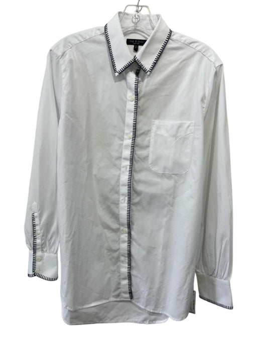 Rag & Bone Size S White Cotton Button Up Long Sleeve Chest Pocket Top White / S