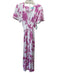 Melissa Odabash Size L White & Pink Viscose Pleated V Neck Side Pockets Dress White & Pink / L