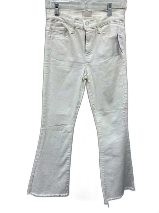 Mother Size 25 White Cotton Blend Denim High Waist Button & Zip Fly Flare Jeans White / 25