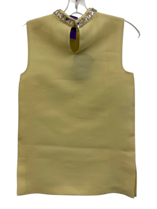 Prada Size 38 Yellow Polyester & Silk Sleeveless Crystal Details Long Top Yellow / 38