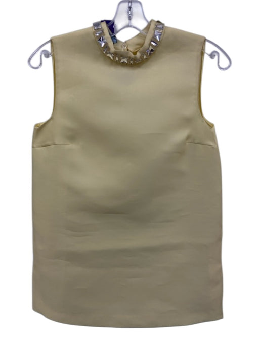 Prada Size 38 Yellow Polyester & Silk Sleeveless Crystal Details Long Top Yellow / 38