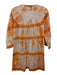 Letarte Size S White & Orange Cotton Tie Dye Embroidered Detail Tie Front Robe White & Orange / S