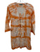 Letarte Size S White & Orange Cotton Tie Dye Embroidered Detail Tie Front Robe White & Orange / S