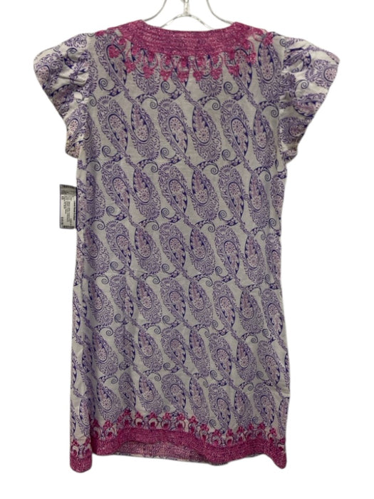 Calypso St. Barth Size XS White, Purple & Pink Cotton Metallic Thread Dress White, Purple & Pink / XS
