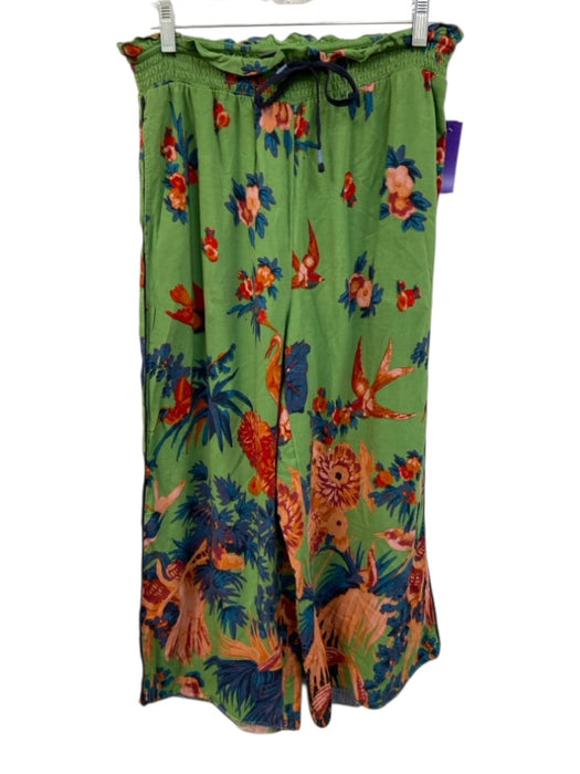 By Anthropologie Size XS Green, Blue & Red Viscose Flora & Fauna Wide Leg Pants Green, Blue & Red / XS
