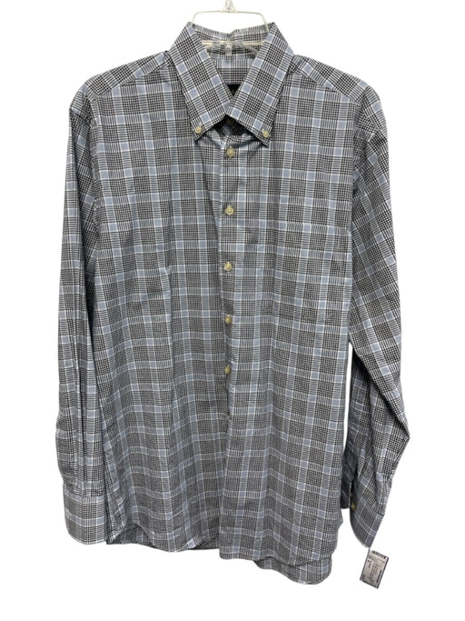 Scott Barber Size M Light Blue & Black Cotton Plaid Button Up Long Sleeve Shirt Light Blue & Black / M