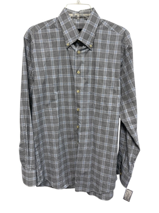 Scott Barber Size M Light Blue & Black Cotton Plaid Button Up Long Sleeve Shirt Light Blue & Black / M