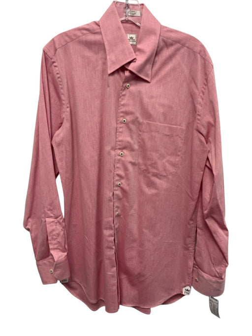 Peter Millar Size M Red Cotton Solid Button Up front pocket Long Sleeve Shirt Red / M