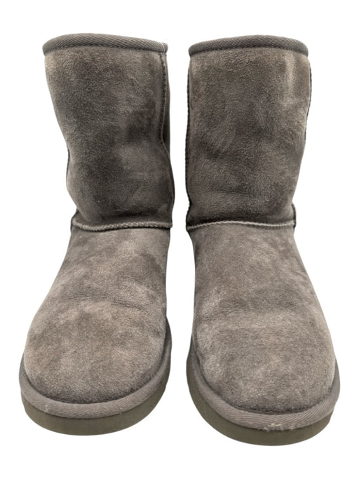 Ugg Shoe Size 8 Gray Suede Sherpa Fleece Stitch Detail Calf Boots Gray / 8