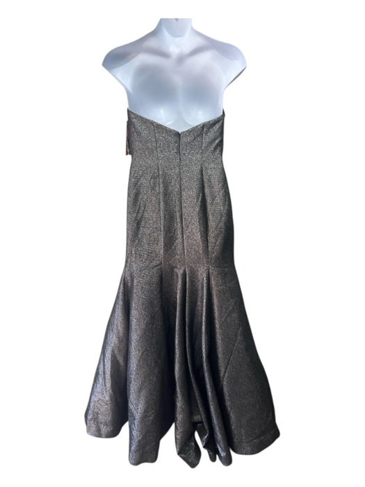 Monique Lhuillier Size 12 Gunmetal Polyester Brocade Strapless bustier Gown Gunmetal / 12