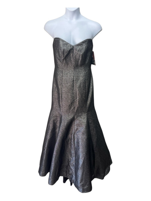Monique Lhuillier Size 12 Gunmetal Polyester Brocade Strapless bustier Gown Gunmetal / 12