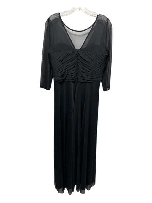 Alex Evenings Size 12 Black Polyester Micro Pleated 3/4 Sleeve Brooch Gown Black / 12