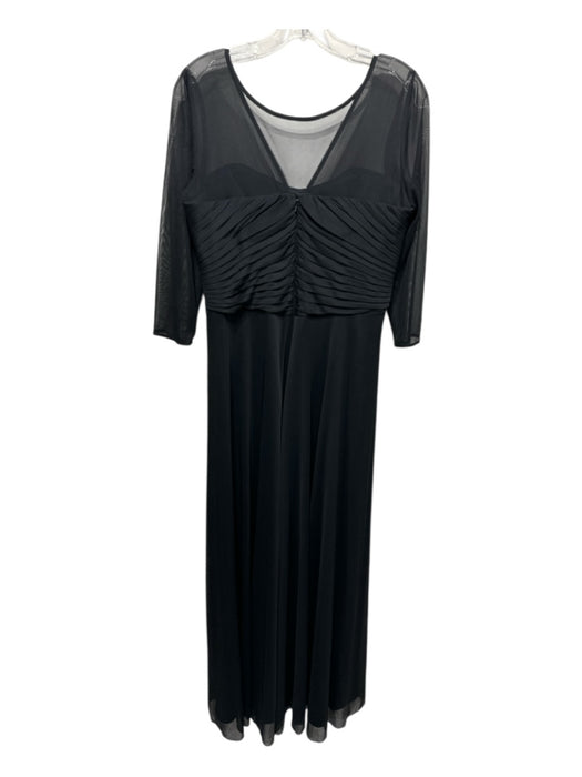 Alex Evenings Size 12 Black Polyester Micro Pleated 3/4 Sleeve Brooch Gown Black / 12