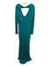Badgley Mischka Size 12 Teal Green Viscose Beaded Detail Cowl Neck Train Gown Teal Green / 12