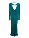 Badgley Mischka Size 12 Teal Green Viscose Beaded Detail Cowl Neck Train Gown Teal Green / 12