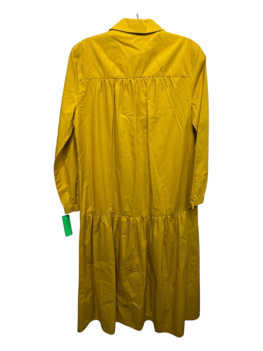 Zara Size XS Marigold Yellow Cotton Long Sleeve Solid Button Up & Collar Dress Marigold Yellow / XS