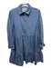 MNG Size 2 Medium Wash Cotton Denim Long Sleeve Solid 1/2 Button & Collar Dress Medium Wash / 2