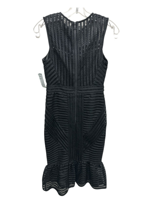 Bardot Size 4/XS Black Polyester Sleeveless Perforated Overlay Paneled Dress Black / 4/XS