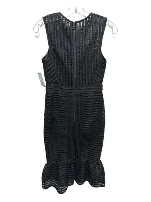 Bardot Size 4/XS Black Polyester Sleeveless Perforated Overlay Paneled Dress Black / 4/XS