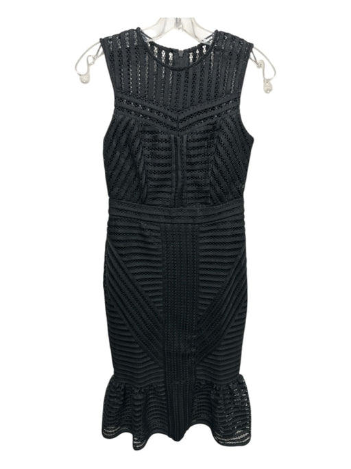 Bardot Size 4/XS Black Polyester Sleeveless Perforated Overlay Paneled Dress Black / 4/XS
