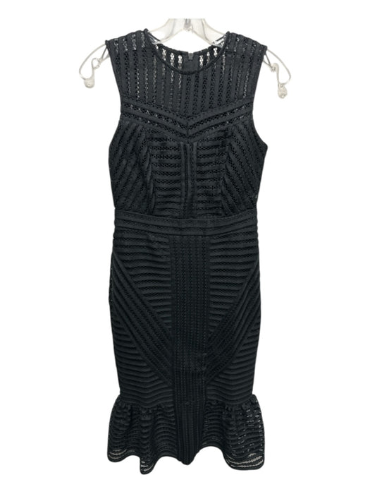 Bardot Size 4/XS Black Polyester Sleeveless Perforated Overlay Paneled Dress Black / 4/XS
