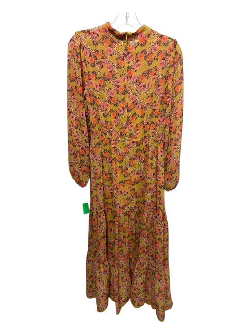 Lost + Wander Size XS Yellow, Orange, Multi Polyester Long Sleeve Floral Dress Yellow, Orange, Multi / XS