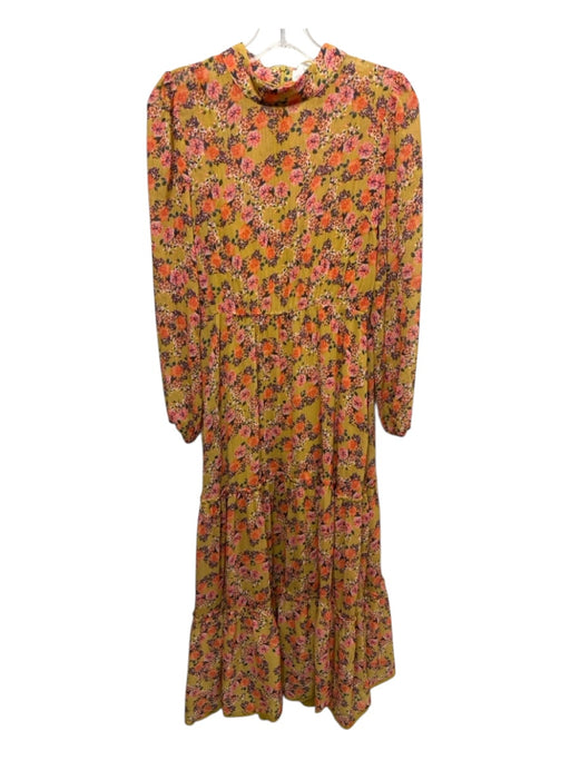 Lost + Wander Size XS Yellow, Orange, Multi Polyester Long Sleeve Floral Dress Yellow, Orange, Multi / XS