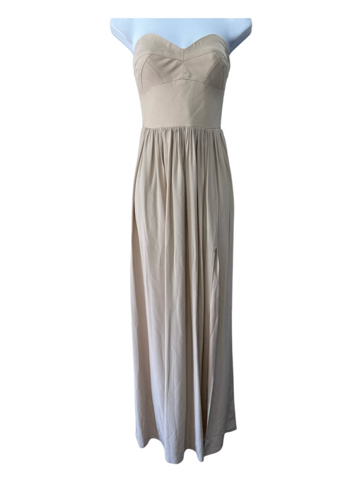 Amanda Uprichard Size S Beige White Silk Strapless Solid Maxi Dress Beige White / S