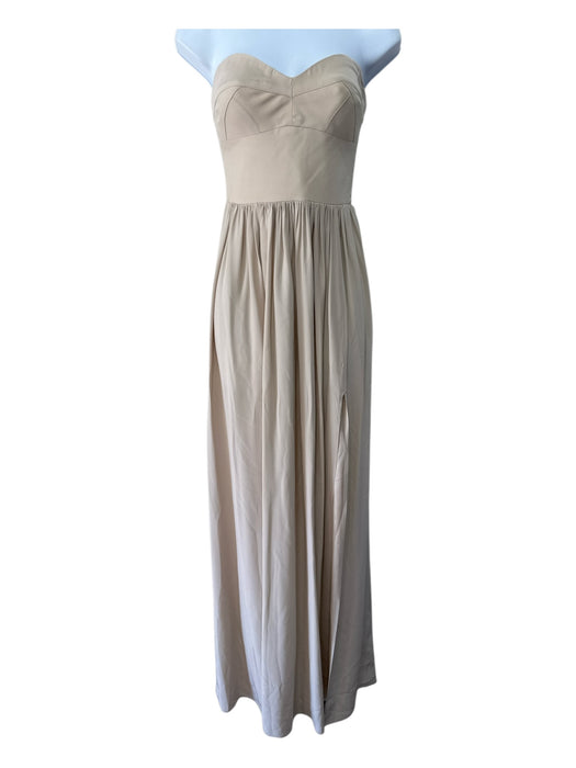 Amanda Uprichard Size S Beige White Silk Strapless Solid Maxi Dress Beige White / S
