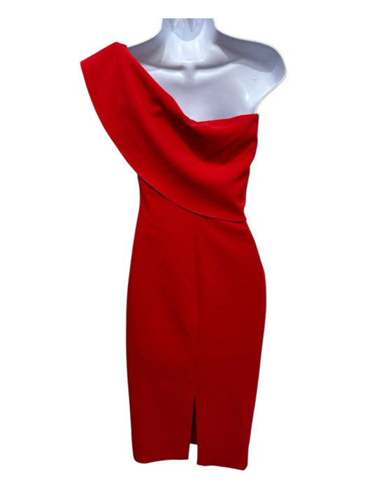 Likely Size 0 Red Spaghetti Strap Solid Drape Detail Below knee Dress Red / 0