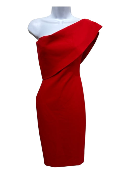 Likely Size 0 Red Spaghetti Strap Solid Drape Detail Below knee Dress Red / 0