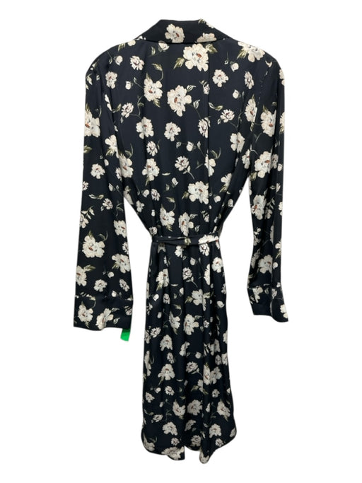 L'Academie Size XS navy blue, cream, green Polyester Long Sleeve Floral Dress navy blue, cream, green / XS