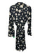 L'Academie Size XS navy blue, cream, green Polyester Long Sleeve Floral Dress navy blue, cream, green / XS