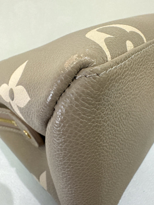 Louis Vuitton Beige & Taupe Leather Monogram Top Handles Embossed Bag