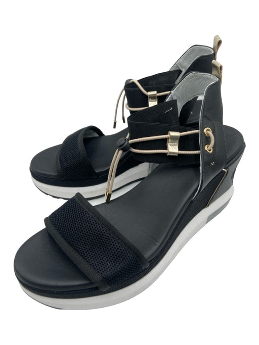 Nero Giardini Shoe Size 40 Black & White Synthetic open toe Mesh Elastic Wedges Black & White / 40