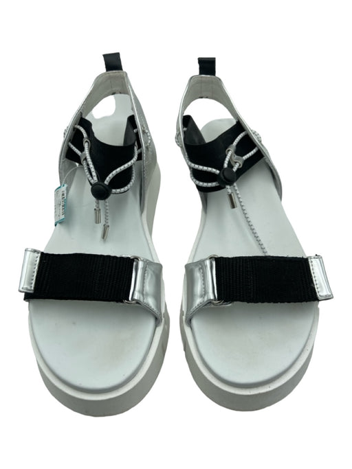 Nero Giardini Shoe Size 40 White & Black Synthetic open toe Velcro Sandals White & Black / 40