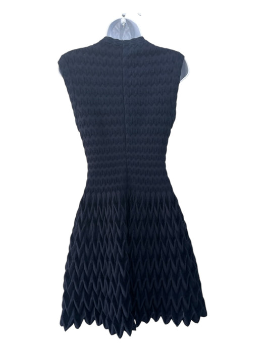 Alaia Size 40 Navy Blue Wool Blend Sleeveless Back Zip A Line V Neck Dress Navy Blue / 40