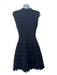 Alaia Size 40 Navy Blue Wool Blend Sleeveless Back Zip A Line V Neck Dress Navy Blue / 40