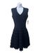 Alaia Size 40 Navy Blue Wool Blend Sleeveless Back Zip A Line V Neck Dress Navy Blue / 40