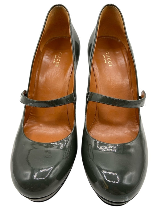 Gucci Shoe Size 39 Green Gray Patent Leather Platform Mary Jane Round Toe Pumps Green Gray / 39