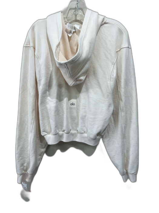 Alo Size L Off White Cotton Zipper Hood Long Sleeve Jacket Off White / L