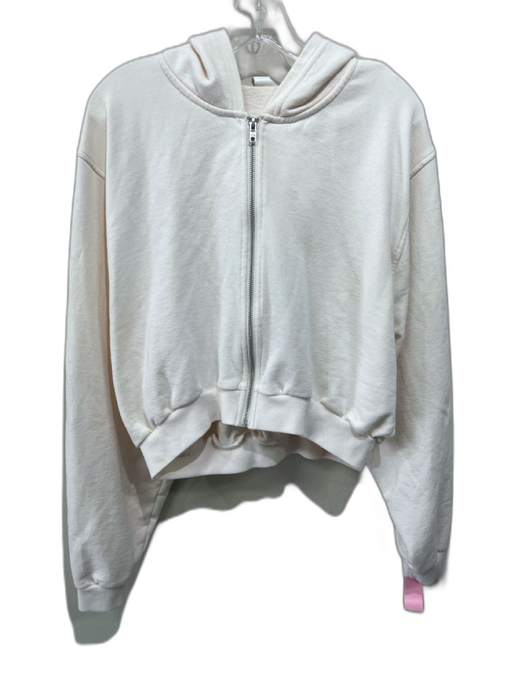 Alo Size L Off White Cotton Zipper Hood Long Sleeve Jacket Off White / L