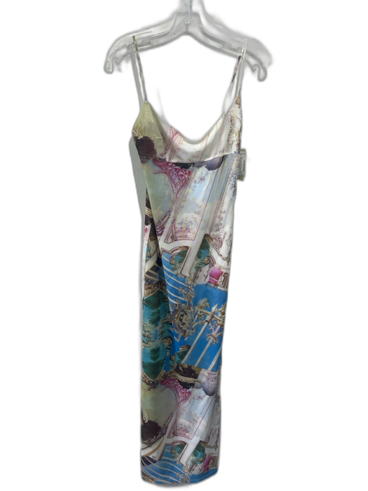 Miaou Size M Multi Polyester Blend Mesh City Scape Spaghetti Strap Dress Multi / M