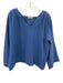 Stark X Size M Blue Cotton Long Sleeve Seersucker Split Neck Skirt Set Blue / M